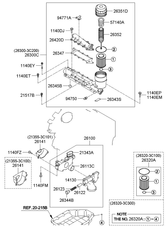 Hyundai Santa Fe Engine Oil Filter Housing Cover. 3.3 LITER. 3.8 LITER ...