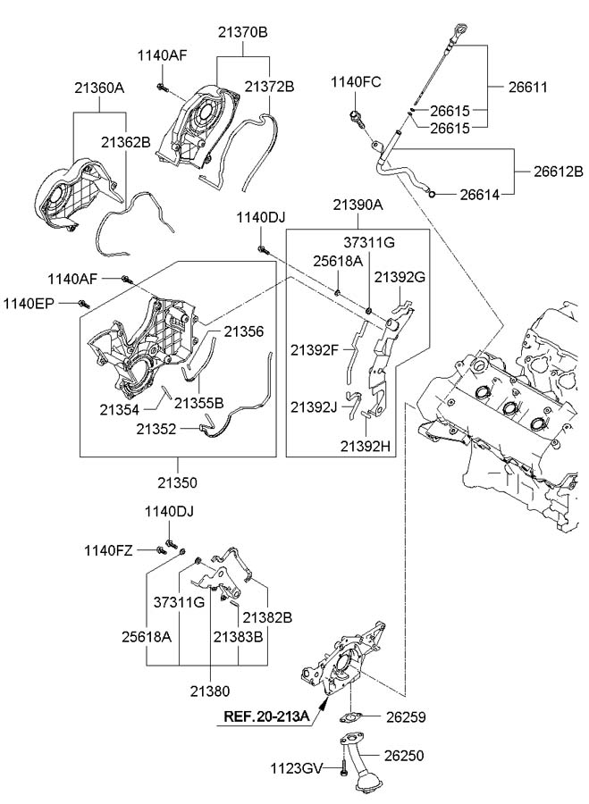 2006 Hyundai Tucson Engine Oil Pan (Upper) - 215203E003 | Jim Ellis ...