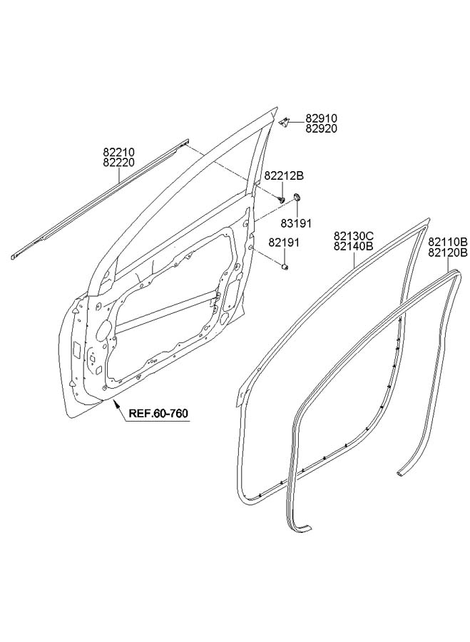 2010 Hyundai Elantra Door Window Belt Weatherstrip (Left, Front ...