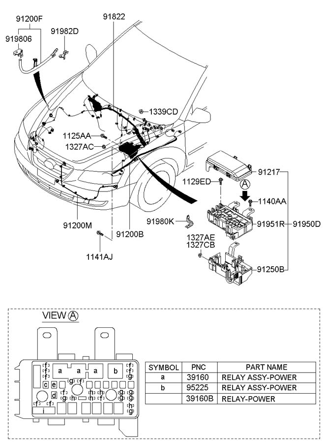 Hyundai Sonata Body Electrical Ground Strap. Ground cable - 918603K710 ...