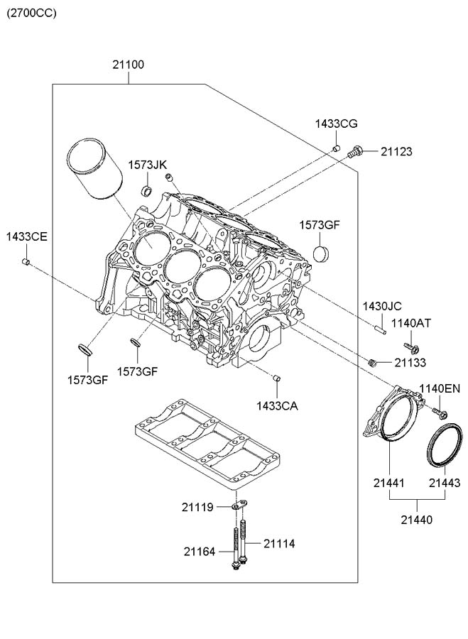 2007 Hyundai Santa Fe Engine Oil Pan (Upper) - 215203C100 | Jim Ellis ...