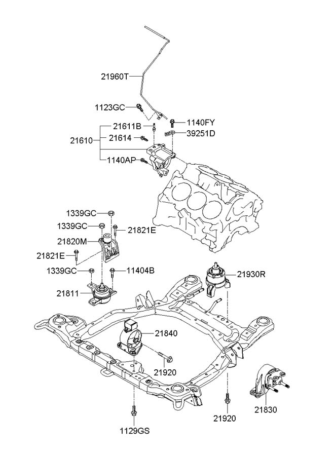 2007 Hyundai Santa Fe Manual Transmission Mount - 218302B500 | Jim ...