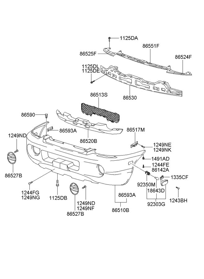 8655126910 - Hyundai Support. Cover. ASSEMBLY - FRONT BUMPER | Jim ...