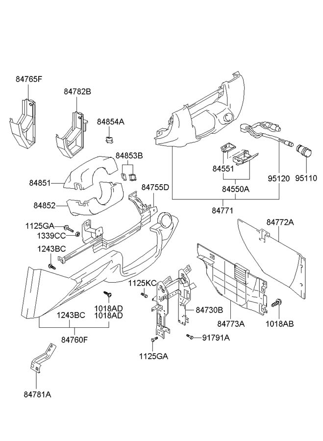 Hyundai Sonata Guide. Glove. Box. 2001-02, child seat warning. 2006-08 ...