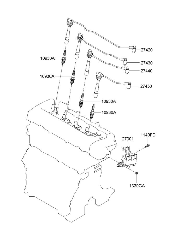 2012 Hyundai Elantra Plug assembly - spark. Iriduim, plugs, emissioncal