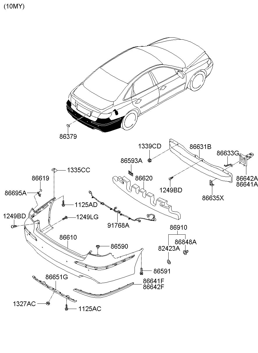 2007 Hyundai Azera Retainer. Chromecr, singleblack, paintcr ...