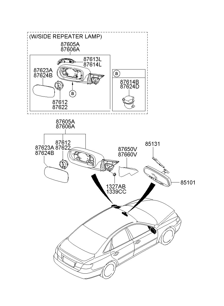 876203l121-hyundai-mirror-assembly-outside-rear-rear-rr-view