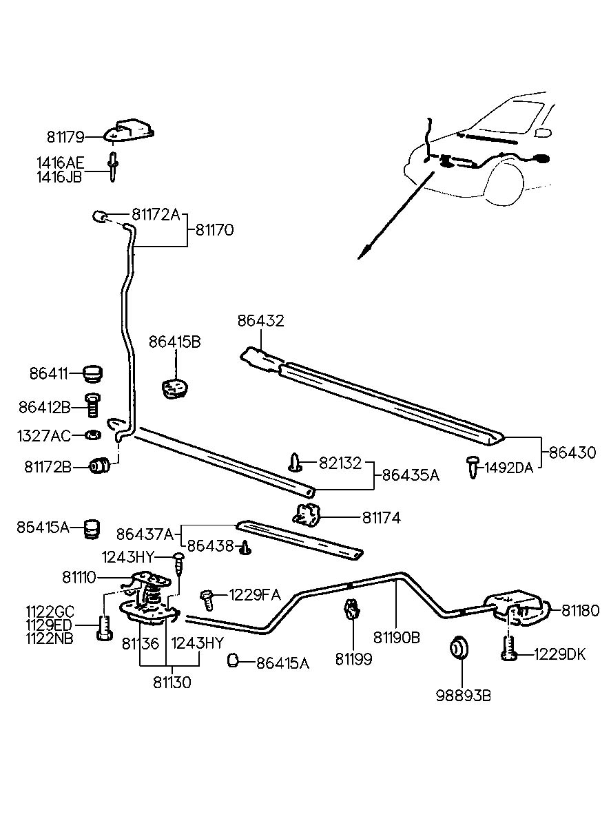 Hyundai Sonata Clip - hood latch. Intermittentnon, wiperrr, repeater ...