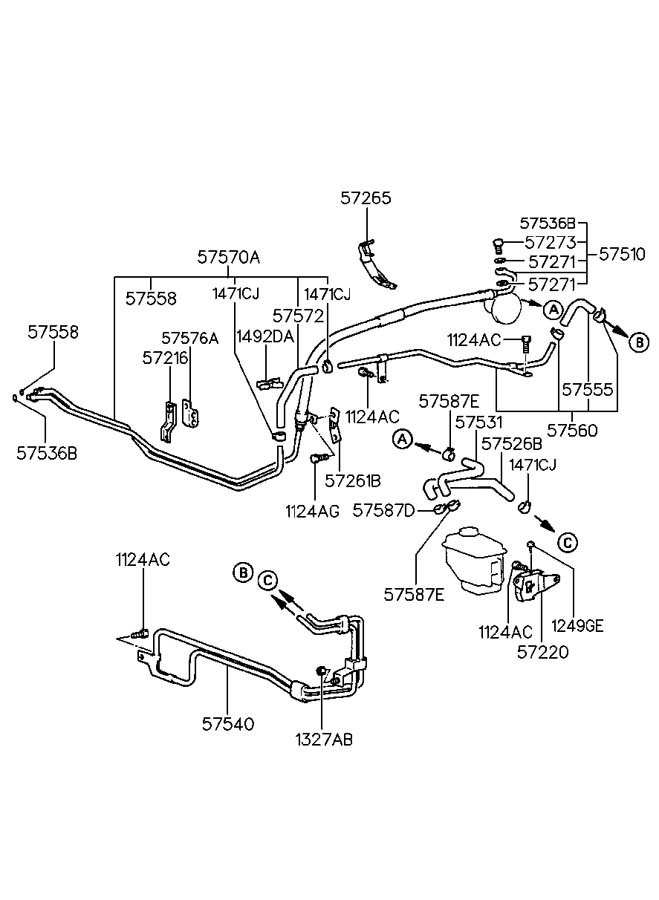 1999 Hyundai Elantra POWER STEERING HOSE & BRACKET