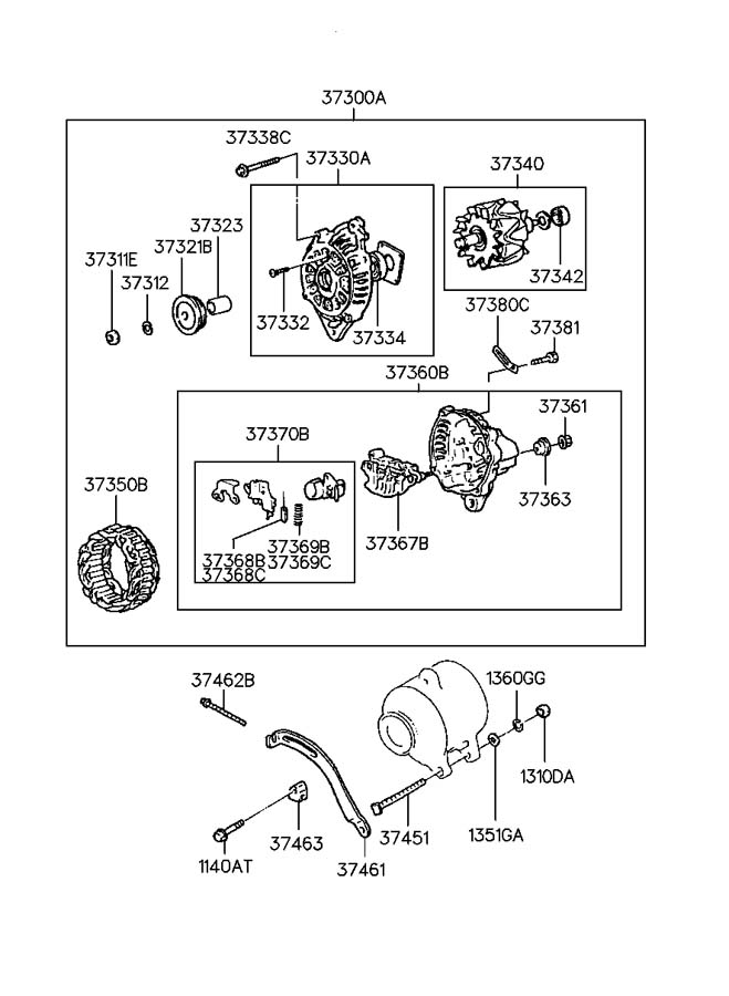 2011 Hyundai Accent Nut. Bracket. ADJUST. Alternator - 3746333000 | Jim