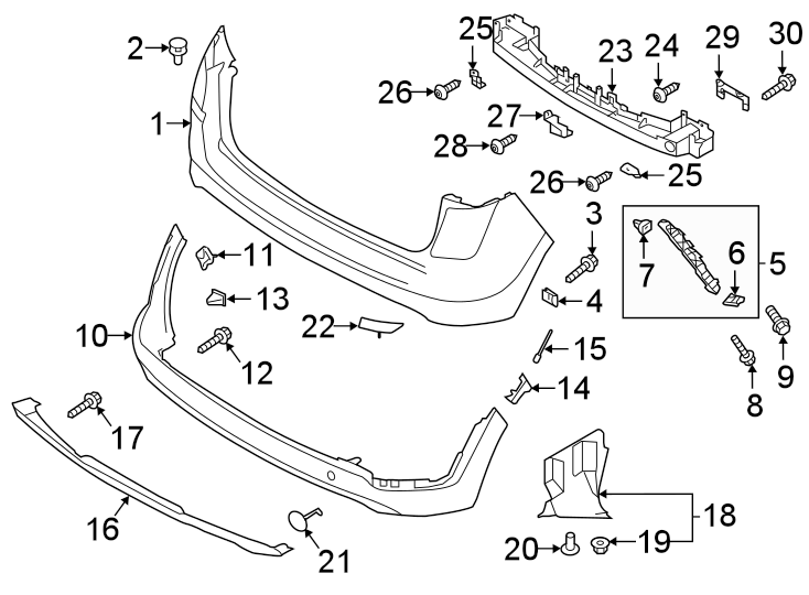 86612D3500 - Hyundai Cover. Bumper. (RR). 2019-21. REAR B. REAR LOWER ...