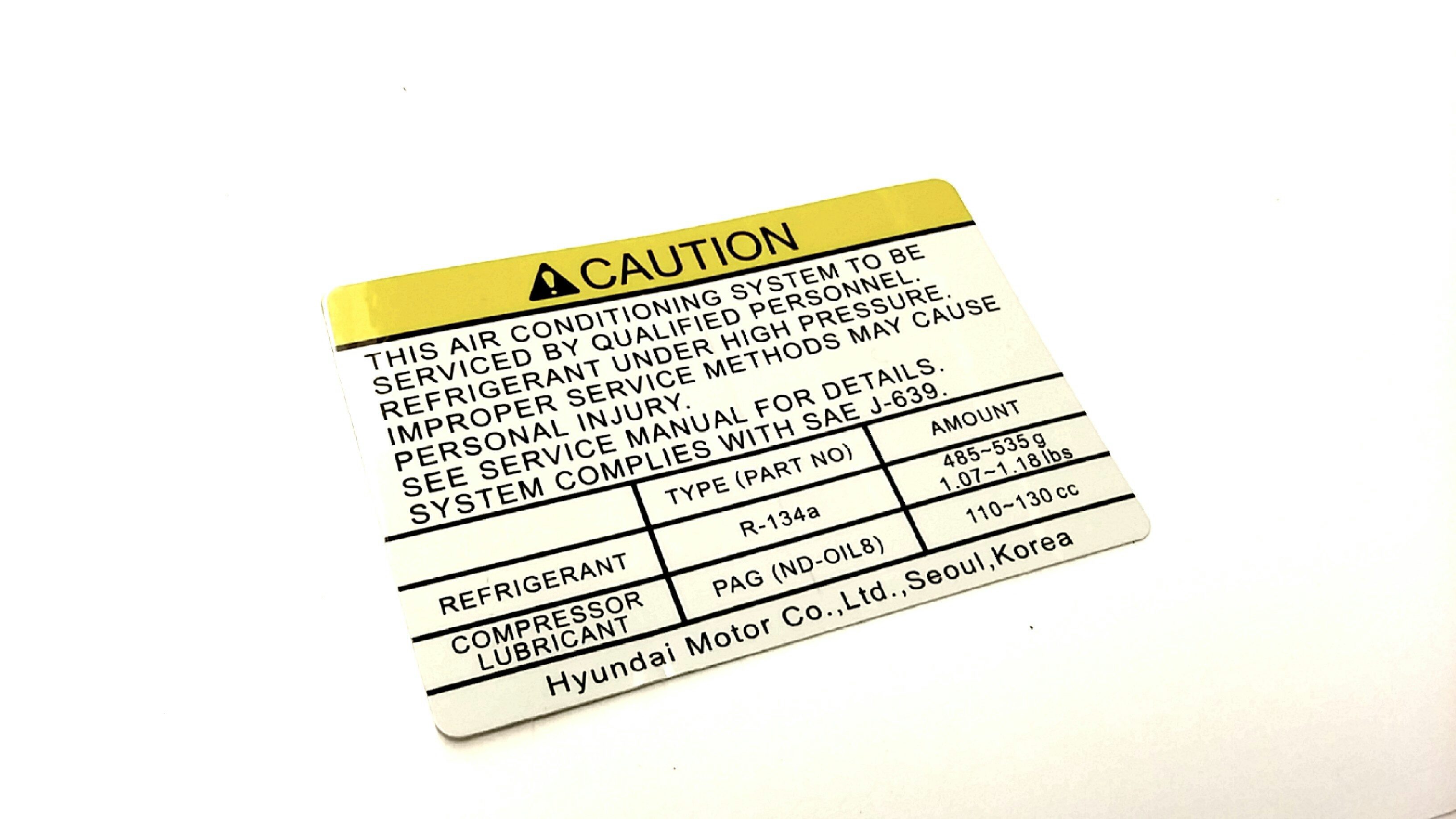 Hyundai Tucson Label - refrigerant. Labels, information - 976992S000 ...